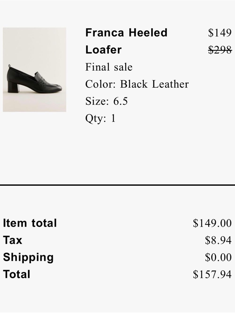 Reformation Franca Heeled Loafer — Black Leather